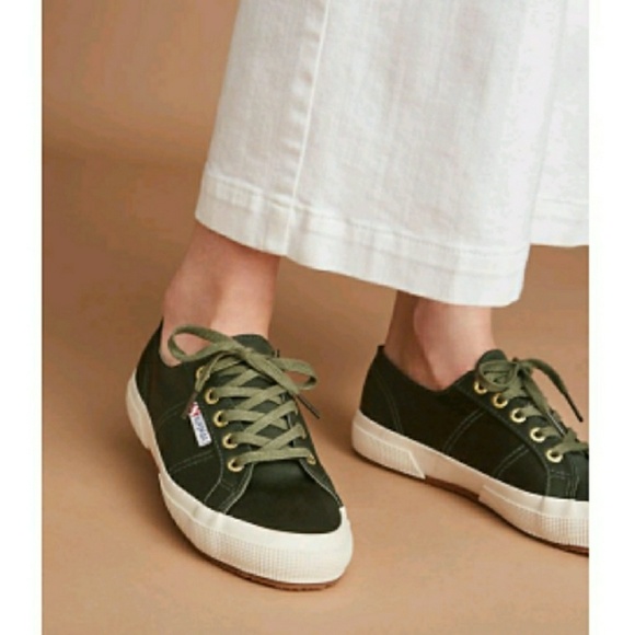 Superga Shoes - New Superga Satin Military Green Sneakers